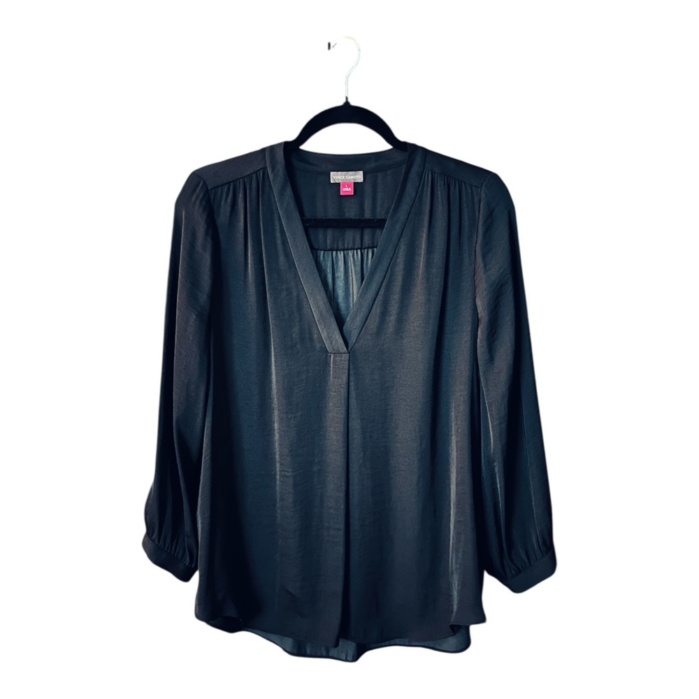 Vince Camuto Black Blouse with V-neck and 3/4 Sleeves
